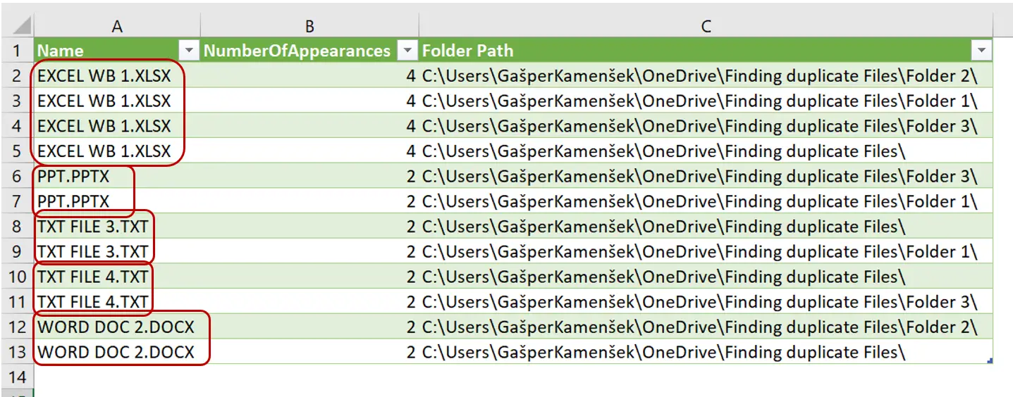 excel tabular form