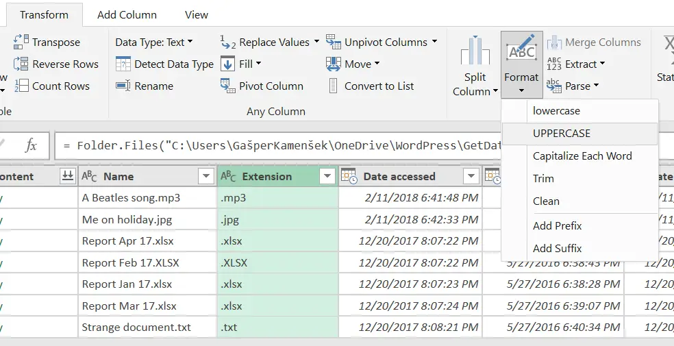 Import Data From Folder Power Query and Power BI