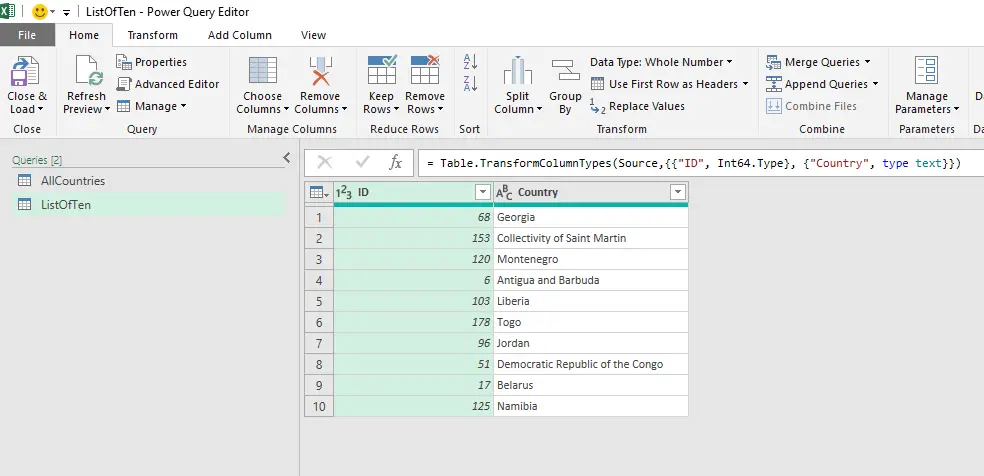 Power Query Power BI Filtering Table to Dynamic List Image 4