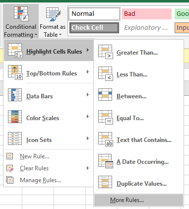 Highlight Weekends in Excel with Conditional Formatting -  Setting Conditional Formatting