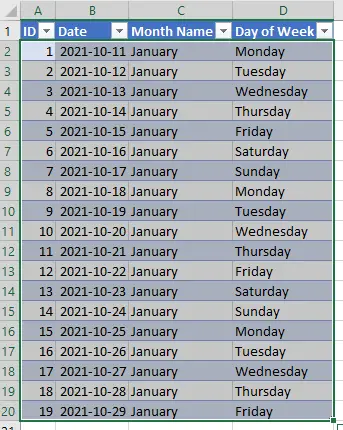Highlight Weekends in Excel with Conditional Formatting -  Excel Table