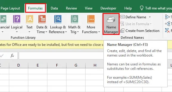 Highlight Weekends in Excel with Conditional Formatting - Adding Name with Name Manager